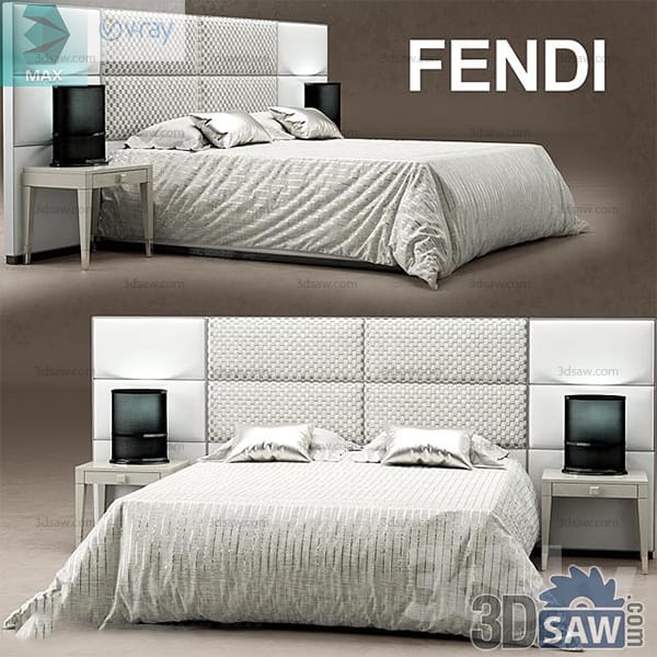 Bed with woven grey panel headboard wall, satin pillows and two nightstands with dark lamps