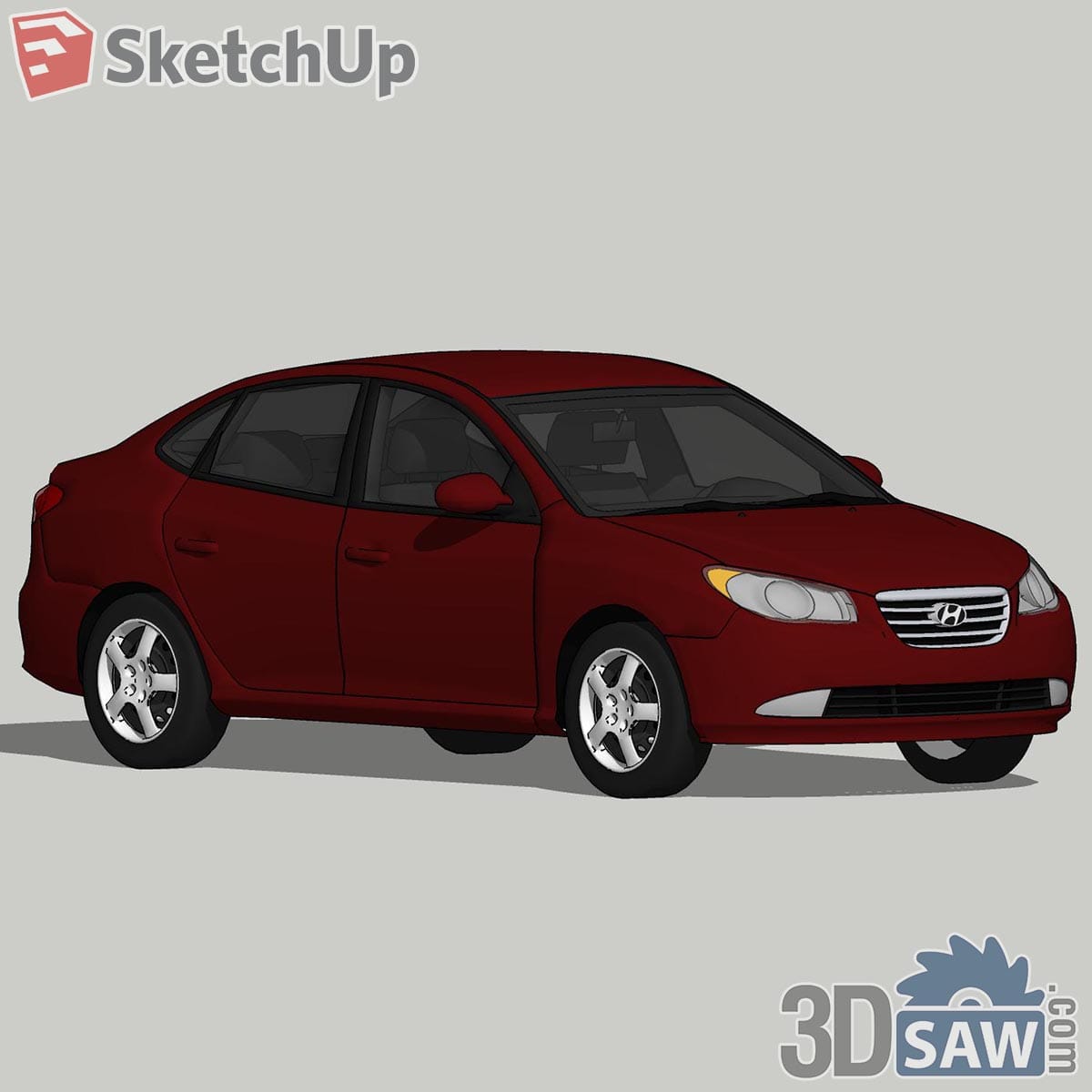 Dark red four-door sedan with chrome grille and five-spoke alloy wheels