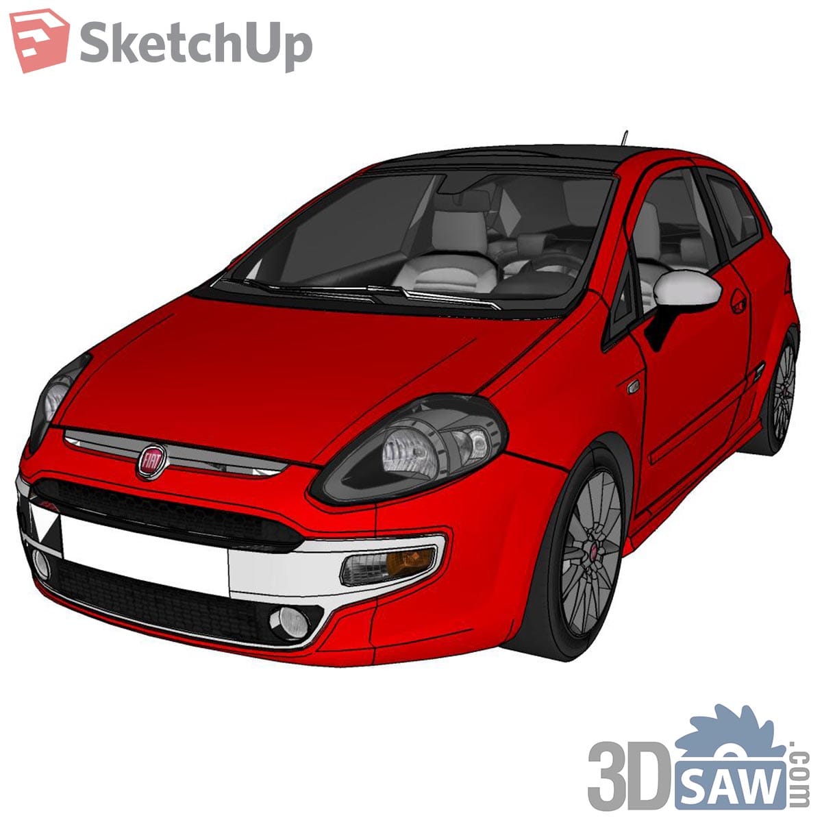 Red three-door hatchback with black roof and dark sport headlights