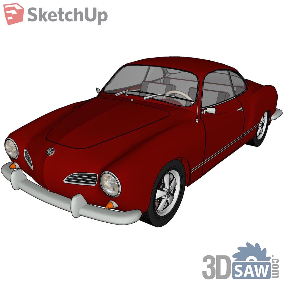 Dark red vintage sport coupe with chrome bumpers and round headlights