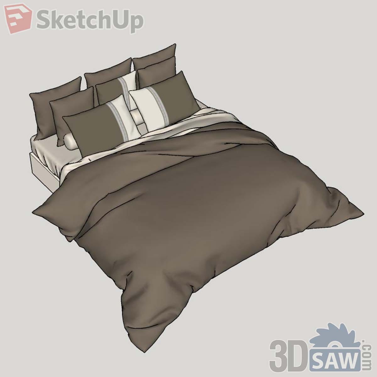 Luxury bedding set with stacked taupe and ivory pillows, a bolster and a taupe duvet