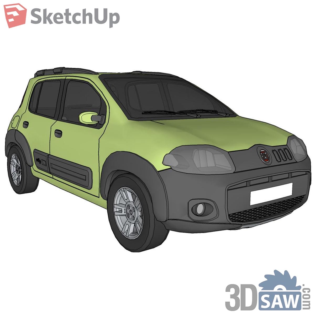 Lime-green compact crossover hatchback with black body cladding