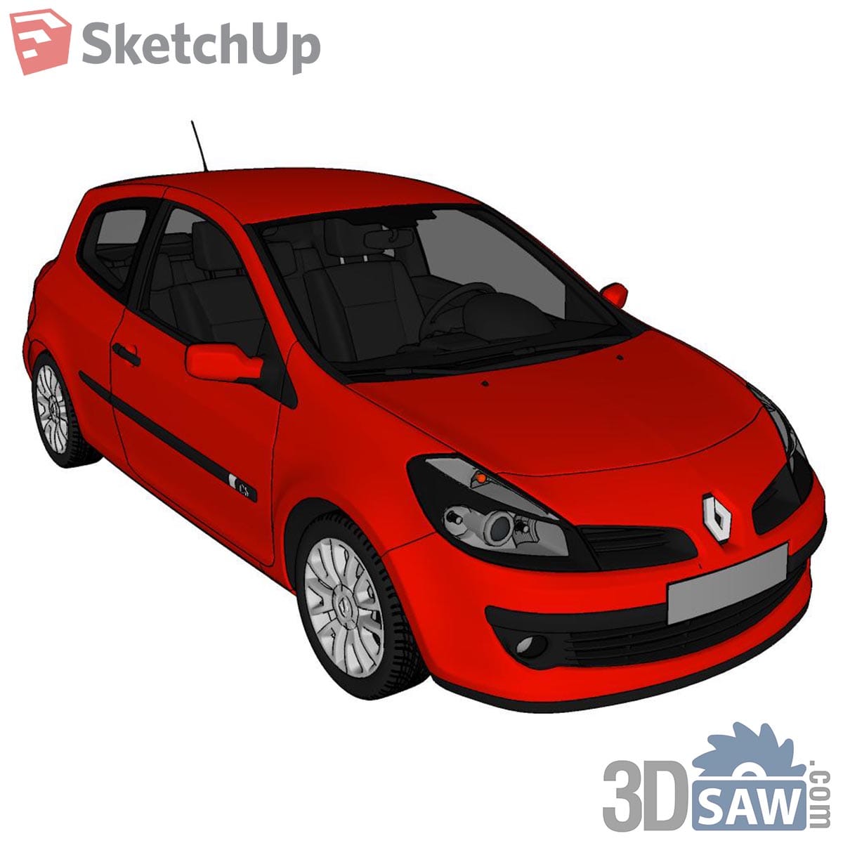 Red three-door hatchback with black sport headlights from the front