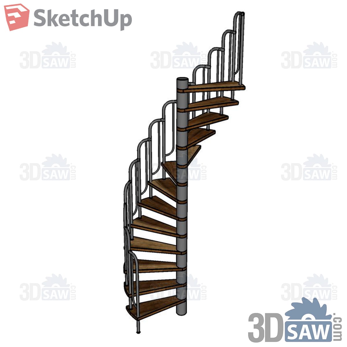 Compact spiral stair with timber treads and grey steel column