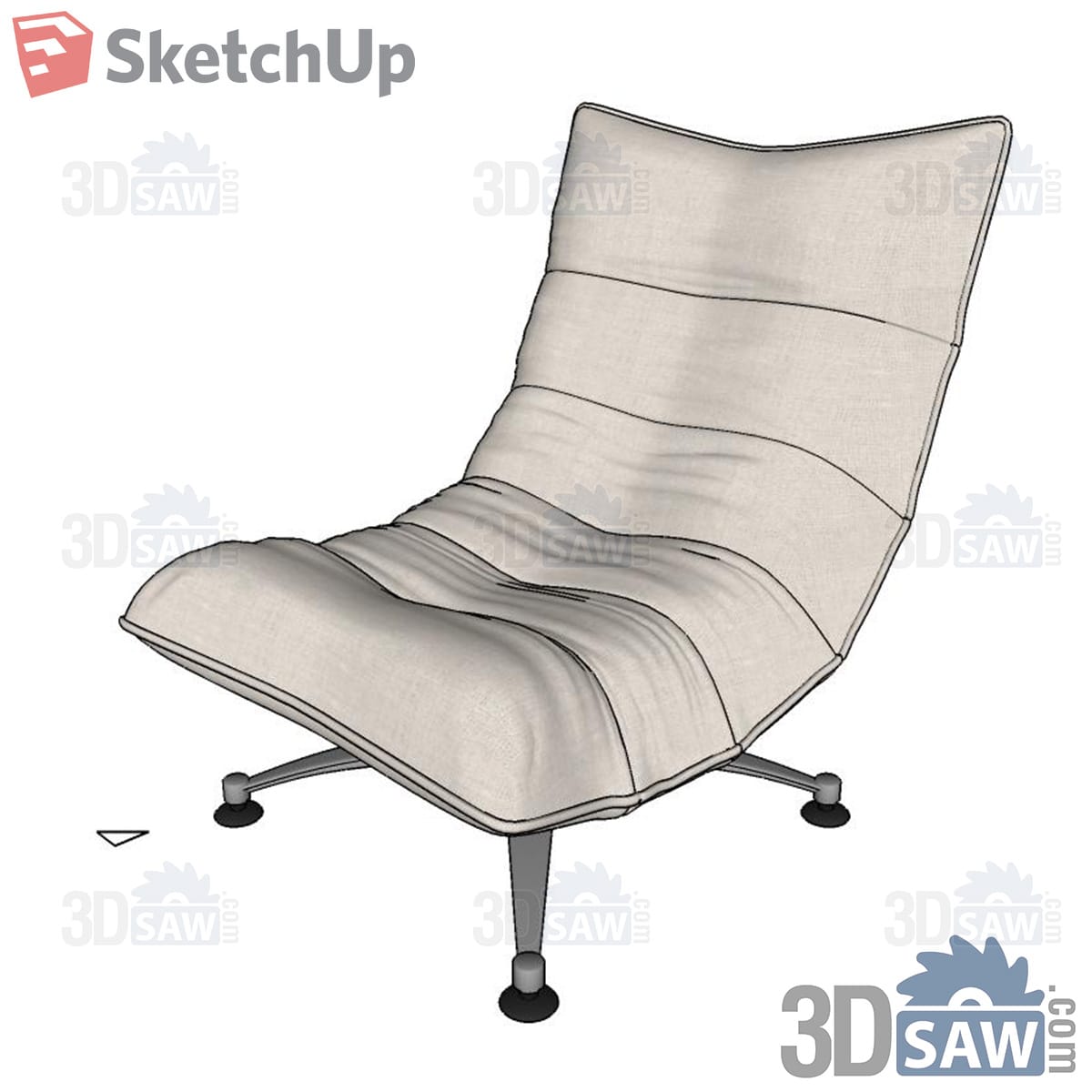 Wavy grey fabric swivel lounge chair on chrome star base