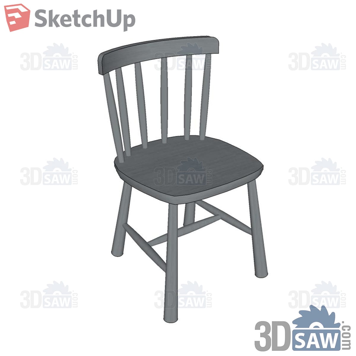 Grey painted spindle-back dining chair with turned legs
