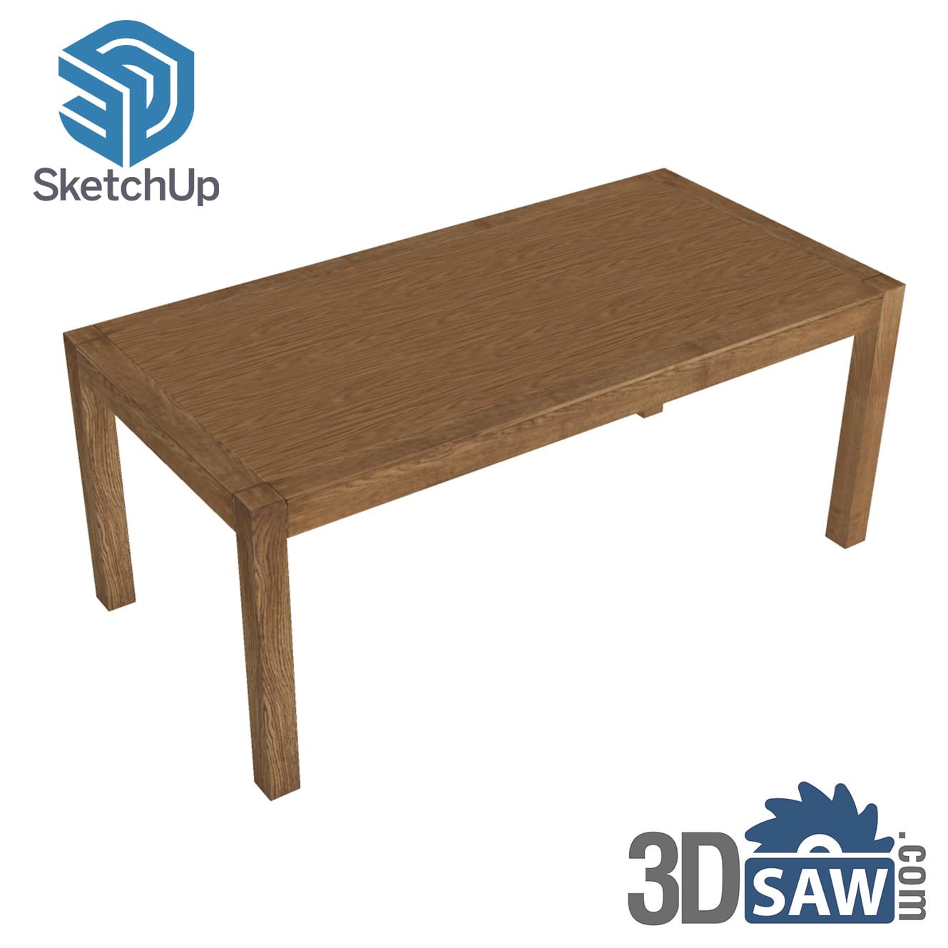 Mid-brown oak dining table with square legs
