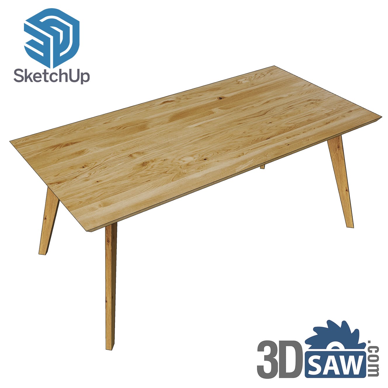 Light oak dining table with angled splayed legs