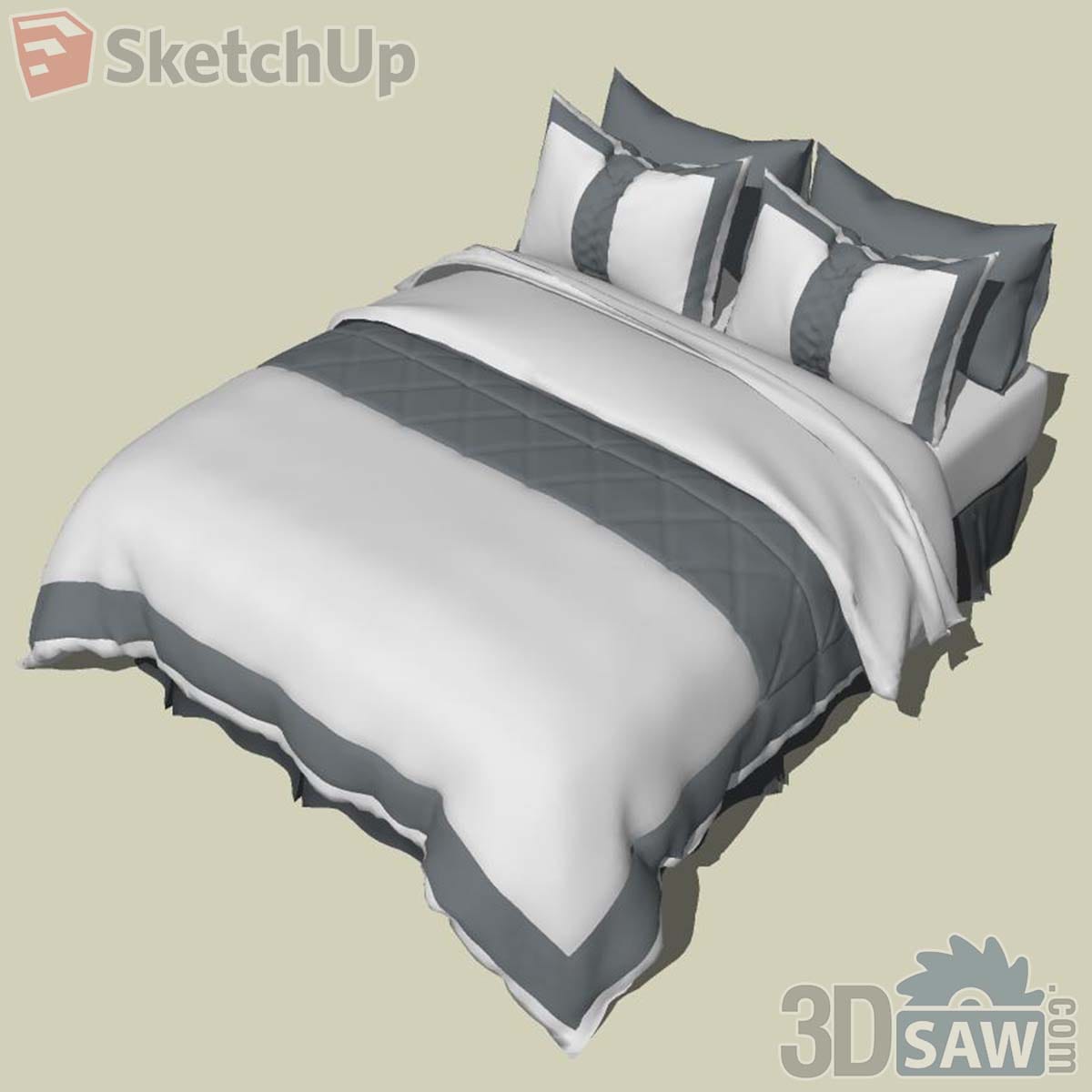 Hotel-style white bedding with grey borders, quilted grey runner and pleated bed skirt