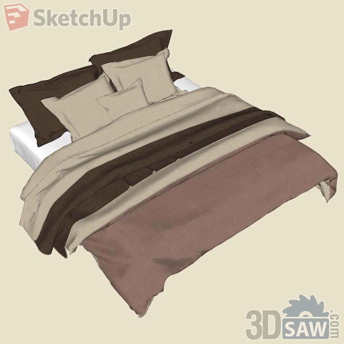 Bedding set with brown and beige pillows, brown throw and dusty rose duvet