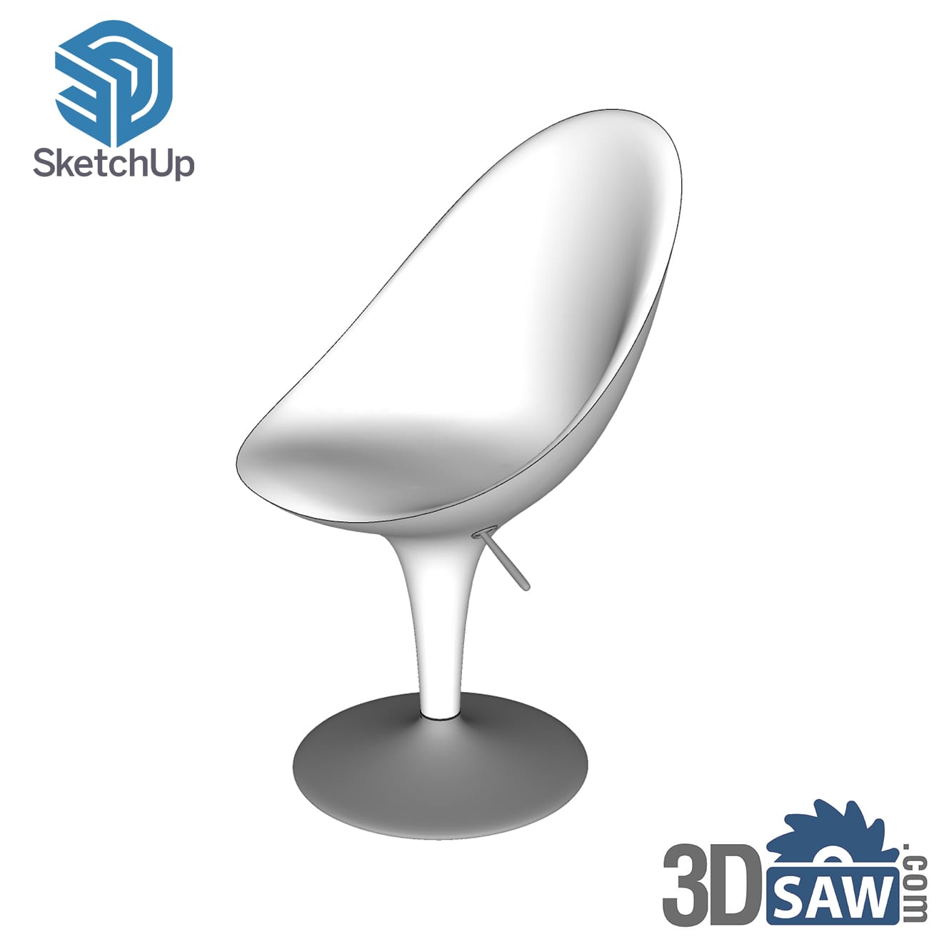 Modern white egg-shaped swivel bar chair with round base