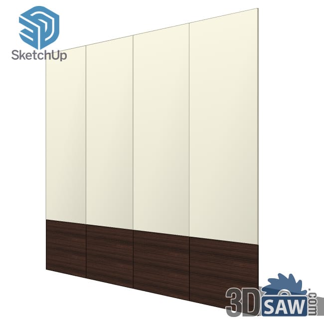Cream wall panel with dark wood lower band