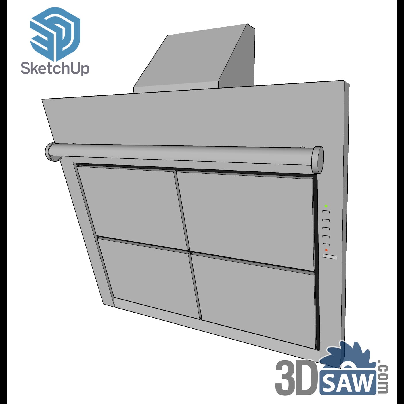 Stainless slanted cooker hood with four panels
