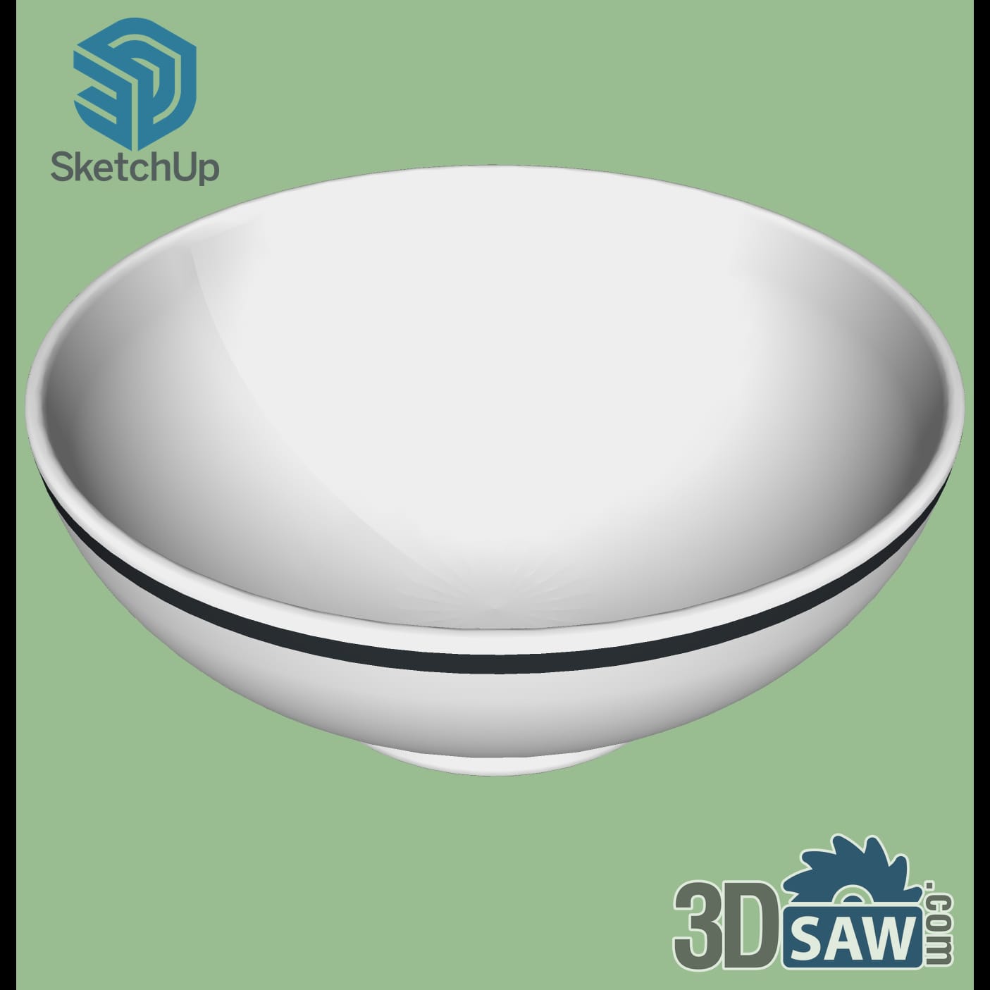 White ceramic bowl with a dark band
