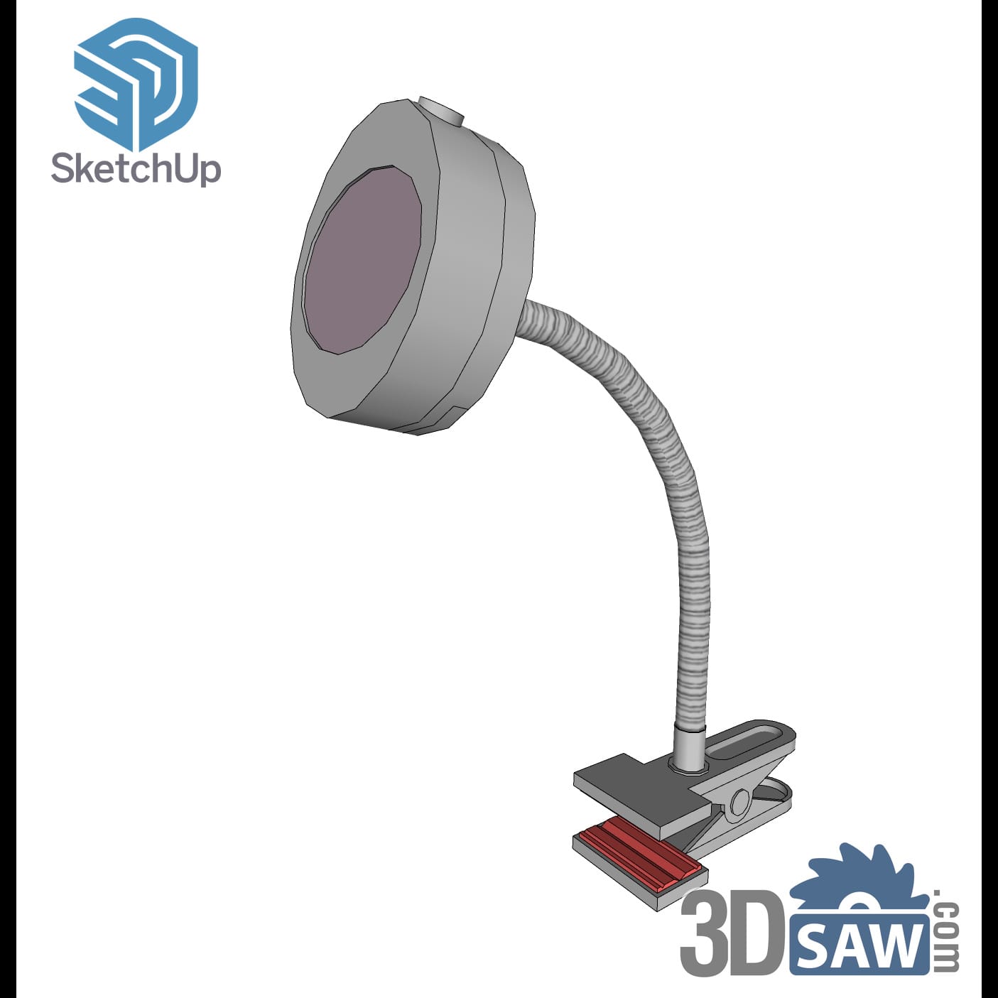 Gooseneck clip-on desk lamp with round head