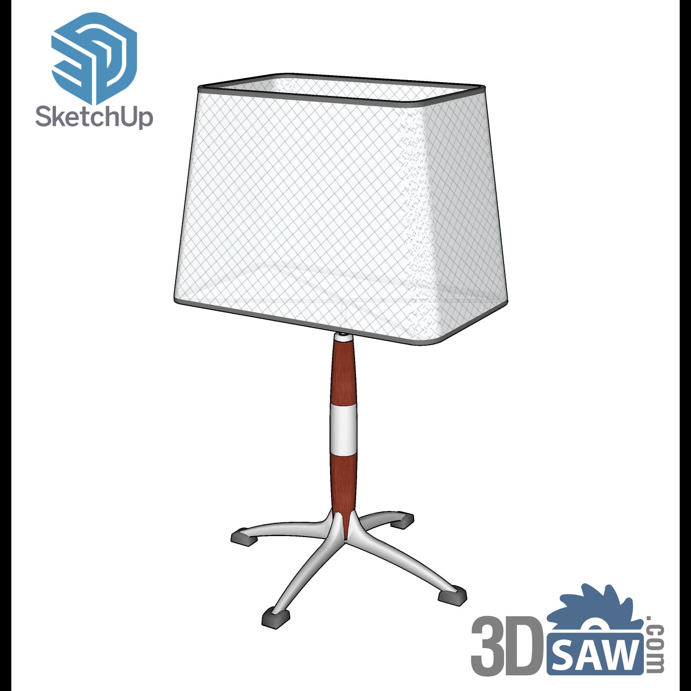 Table lamp with rectangular mesh shade and chrome feet