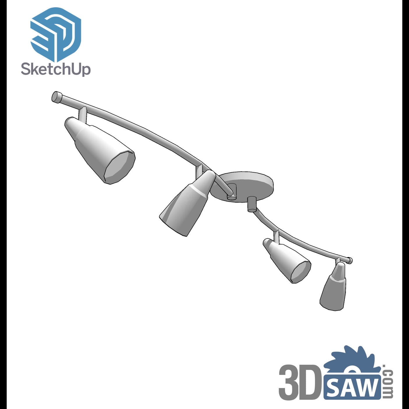 Curved four-head ceiling track spotlight bar