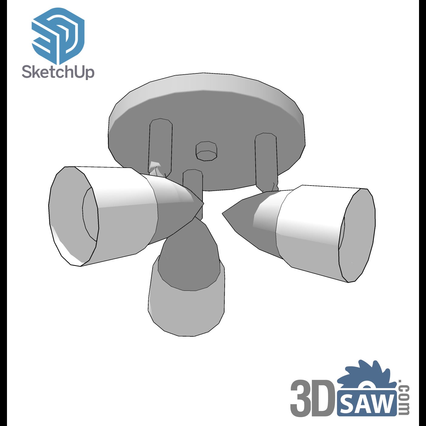 Three-head round canopy ceiling spotlight cluster